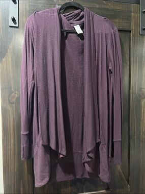 Active Life Plum Open-Front Draped Cardigan